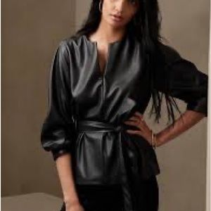 Banana Republic Vegan Leather Tie Waist Top